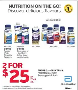 Rexall ENSURE or GLUCERNA Meal Replacement Beverage offer
