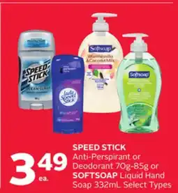 Rexall SPEED STICK Anti-Perspirant or Deodorant 70g-85g or SOFTSOAP Liquid Hand Soap 332mL offer