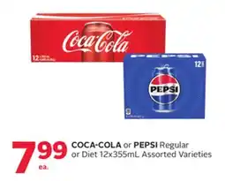 Rexall COCA-COLA or PEPSI Regular or Diet 12x355mL Assorted Varieties offer