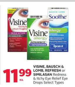 Rexall VISINE, BAUSCH & LOMB, REFRESH or SIMILASAN Redness & Itchy Eye Relief Eye Drops offer