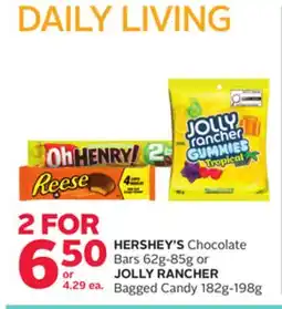 Rexall HERSHEY'S Chocolate Bars 62g-85g or JOLLY RANCHER Bagged Candy 182g-198g offer