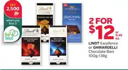 Rexall LINDT Excellence or GHIRARDELLI Chocolate Bars offer