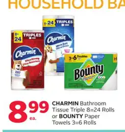 Rexall CHARMIN Bathroom Tissue Triple 8=24 Rolls or BOUNTY Paper Towels 3=6 Rolls offer