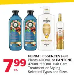 Rexall HERBAL ESSENCES Pure Plants 400mL or PANTENE 476mL-530mL Hair Care, Treatment or Styling offer