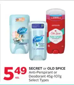 Rexall SECRET or OLD SPICE Anti-Perspirant or Deodorant offer