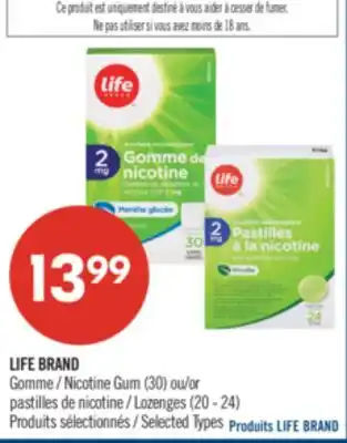 Pharmaprix LIFE BRAND Nicotine GUM (30) or Lozenges(20-24) offer