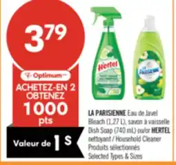Pharmaprix LA PARISIENNE (1,27 L), Dish Soap (740 mL) or HERTEL Household Cleaner offer