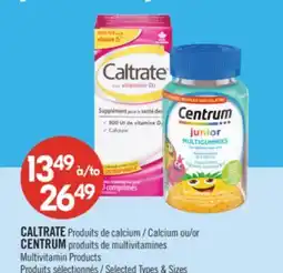 Pharmaprix CALTRATE Calcium or CENTRUM Multivitamin Products offer