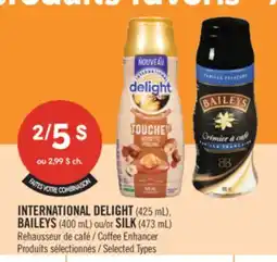 Pharmaprix INTERNATIONAL DELIGHT (425 mL), BAILEYS (400 mL) or SILK (473 mL) Coffee Enhancer offer
