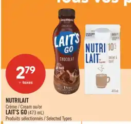 Pharmaprix NUTRILAIT Cream or LAIT'S GO (473 mL) offer