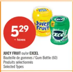 Pharmaprix JUICY FRUIT or EXCEL Gum Bottle (60) offer