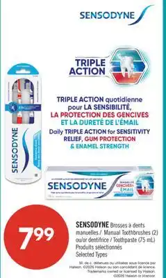 Pharmaprix SENSODYNE Manual Toothbrushes (2) Toothpaste (75 ml) offer