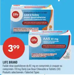 Pharmaprix LIFE BRAND 81mg Daily Low Dose Chewable or Tablets (30) offer