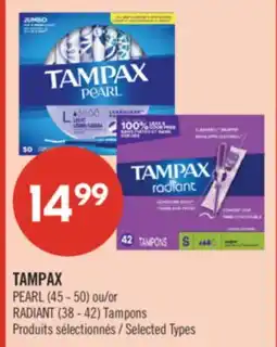 Pharmaprix TAMPAX PEARL (45 - 50) or RADIANT (38 - 42) Tampons offer