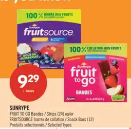 Pharmaprix SUNRYPE FRUIT TO GO Strips (24) or FRUITSOURCE Snack Bars (12) offer
