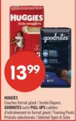 Pharmaprix HUGGIES Jumbo Diapers, GOODNITES or PULL-UPS Training Pants offer