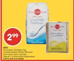 Pharmaprix LANTIC Granulated (2 kg), Brilliant Yellow or Icing (1 kg) Sugar offer