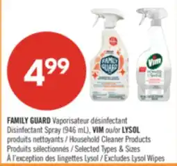 Pharmaprix FAMILY GUARD Disinfectant Spray (946 mL), VIM or LYSOL Household Cleaner Products offer