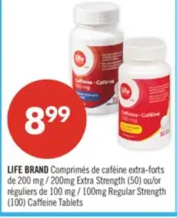 Pharmaprix LIFE BRAND 200mg Extra Strength (50) or 100mg Regular Strength (100) Caffeine Tablets offer