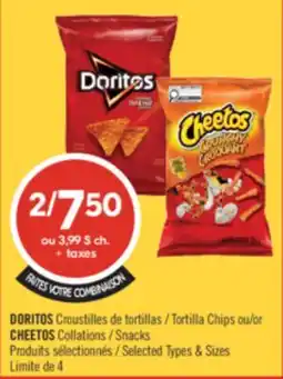 Pharmaprix DORITOS Tortilla Chips or CHEETOS Snacks offer
