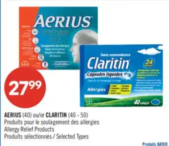 Pharmaprix AERIUS (40) or CLARITIN (40 - 50) Allergy Relief Products offer