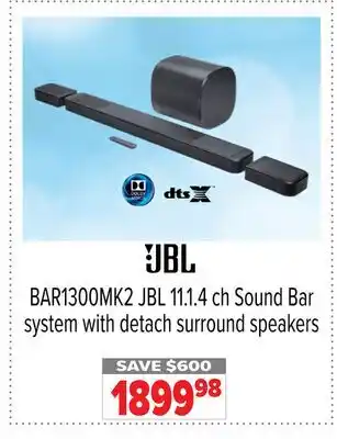 2001 Audio Video BAR1300MK2 JBL 11.1.4 ch Sound Bar system with detach surround speakers offer