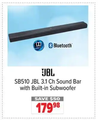 2001 Audio Video SB510 JBL 3.1 Ch Sound Bar with Built-in Subwoofer offer