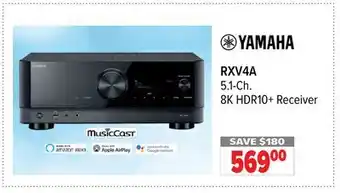 2001 Audio Video RXV4A YAMAHA 5.1-Ch. 8K HDR10+ Receiver offer