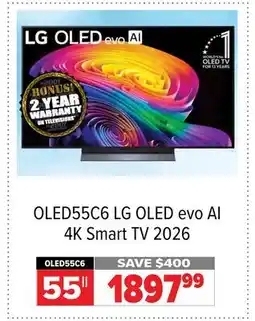 2001 Audio Video OLED55C6 LG OLED evo AI 4K Smart TV 2026 55 offer