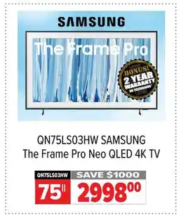2001 Audio Video SAMSUNG The Frame Pro Neo QLED 4K TV 75 offer