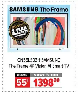 2001 Audio Video QN55LS03H SAMSUNG The Frame 4K Vision AI Smart TV 55 offer