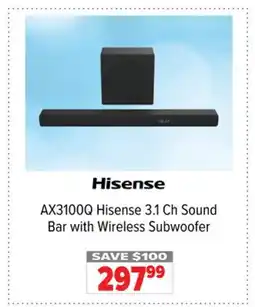 2001 Audio Video AX3100Q Hisense 3.1 Ch Sound Bar with Wireless Subwoofer offer