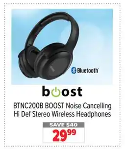 2001 Audio Video BTNC200B BOOST Noise Cancelling Hi Def Stereo Wireless Headphones offer