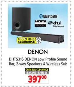 2001 Audio Video DHTS316 DENON Low Profile Sound Bar, 2-way Speakers & Wireless Sub offer
