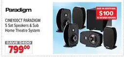2001 Audio Video CINE100CT PARADIGM 5 Sat Speakers & Sub Home Theatre System offer