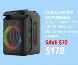 2001 Audio Video BTSMC8 RAGE BLUETOOTH PARTY SPEAKER offer