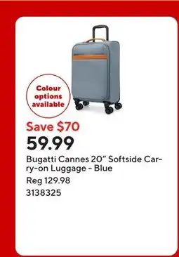 Staples Bugatti Cannes 20 Softside Carry-on Luggage - Blue offer