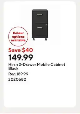 Staples Hirsh 2-Drawer Mobile Cabinet Black offer