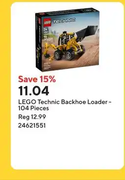 Staples LEGO Technic Backhoe Loader - 104 Pieces offer