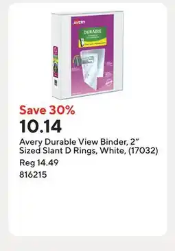Staples Avery Durable View Binder, 2 Sized Slant D Rings, White, (17032) offer