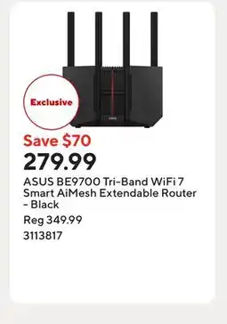 Staples ASUS BE9700 Tri-Band WiFi 7 Smart AiMesh Extendable Router - Black offer