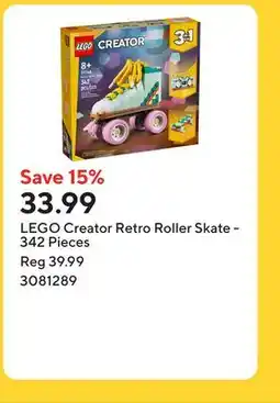 Staples LEGO Creator Retro Roller Skate - 342 Pieces offer