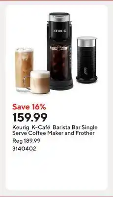 Staples Keurig K-Café Barista Bar Single Serve Coffee Maker and Frother offer