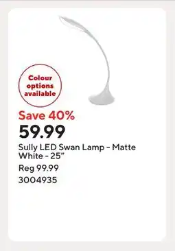 Staples Sully LED Swan Lamp - Matte White - 25 offer