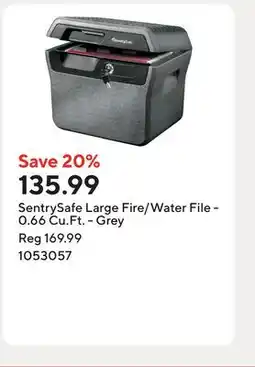 Staples SentrySafe Large Fire/Water File - 0.66 Cu.Ft. - Grey offer