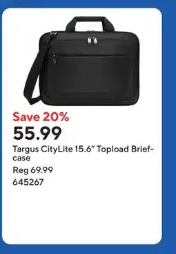 Staples Targus CityLite 15.6 Topload Briefcase offer
