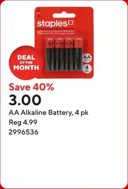 Staples AA Alkaline Battery offer