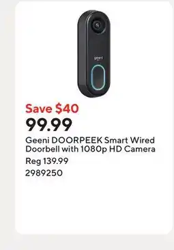 Staples Geeni DOORPEEK Smart Wired Doorbell with 1080p HD Camera offer