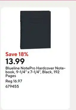Staples Blueline NotePro Hardcover Notebook, 9-1/4 x 7-1/4, Black, 192 Pages offer
