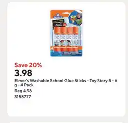 Staples Elmer's Washable School Glue Sticks - Toy Story 5 - 6 g - 4 Pack offer